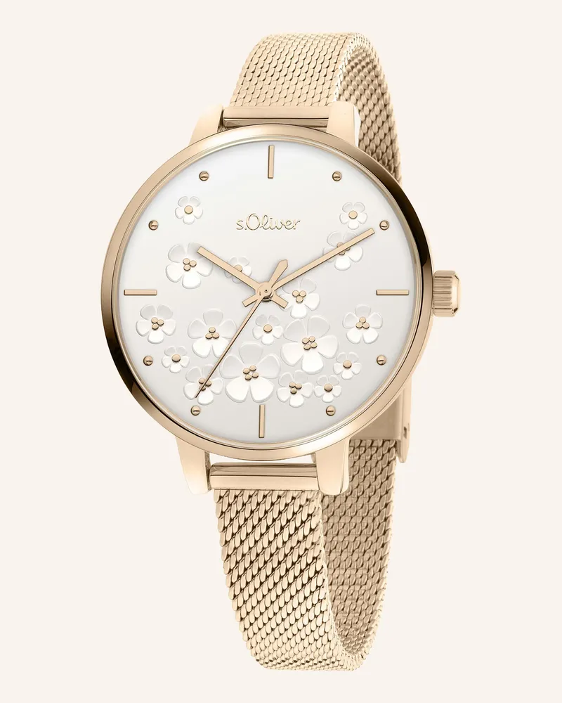 S.Oliver Armbanduhr  aus  Edelstahl Roségold