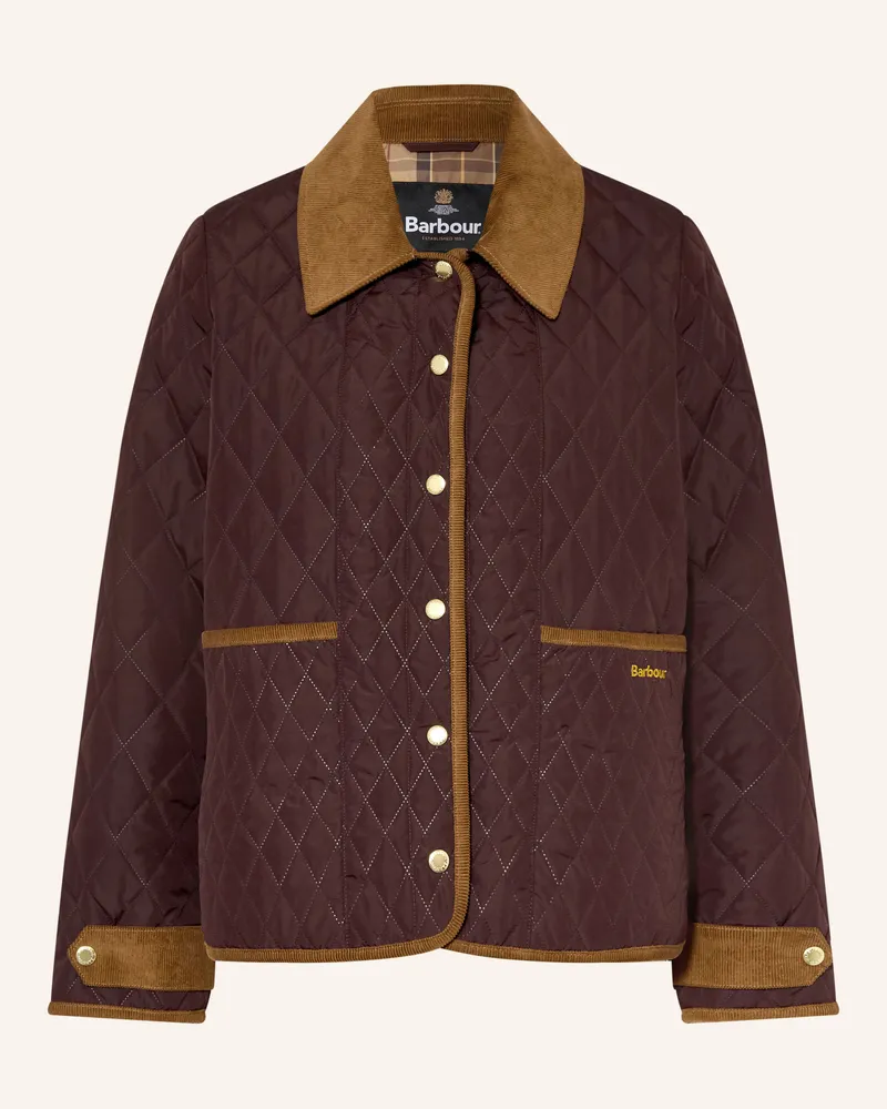 Barbour Steppjacke rot Dunkelbraun
