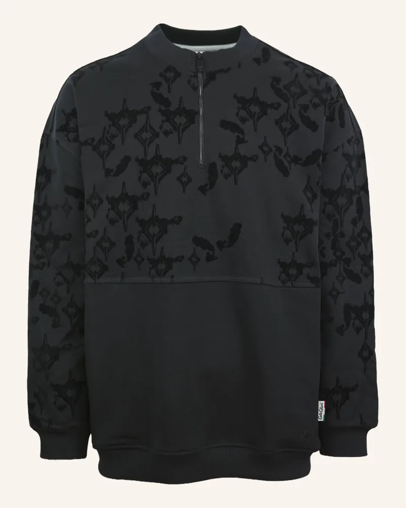 Carlo Colucci Oversize Troyer Mit Flockprint - Soft Impact Fistill schwarz Schwarz