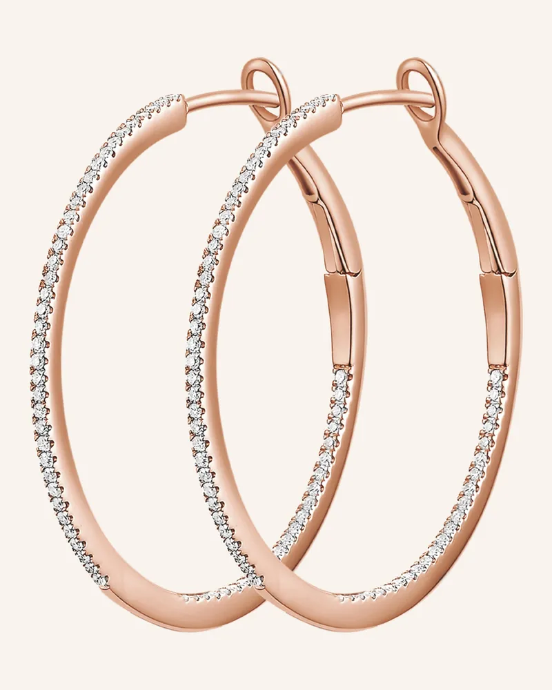 Leaf Creolen Circle  M Aus 18 Karat Roségold Mit Diamanten rosegold Roségold