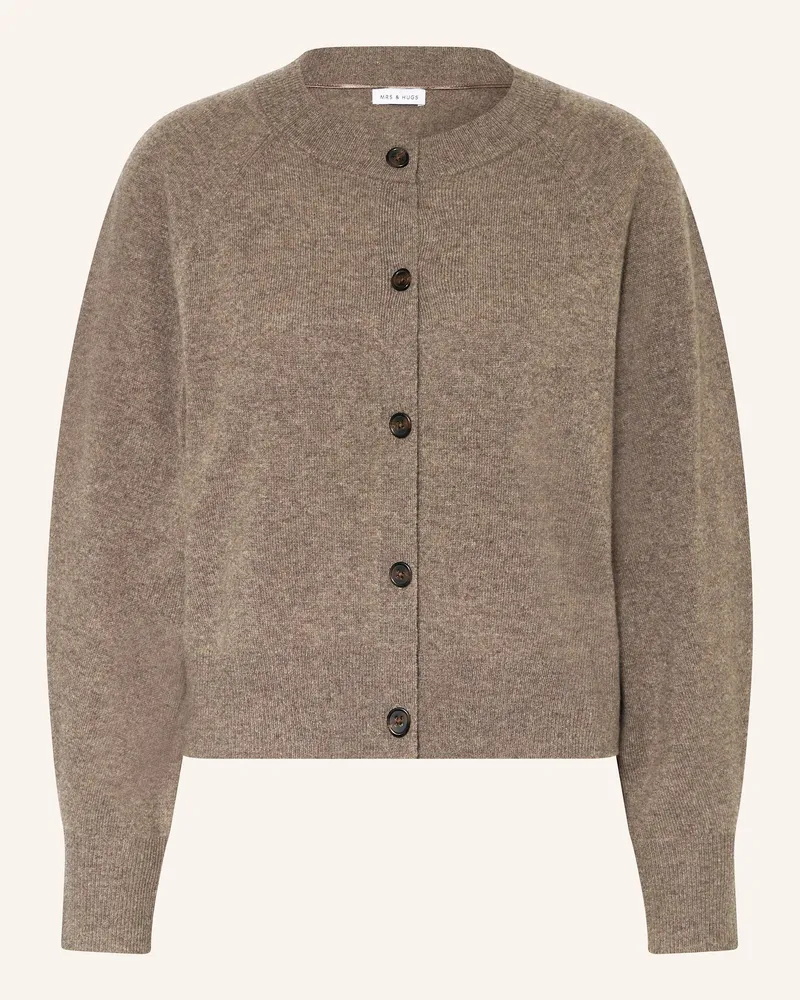 Mrs & HUGS Strickjacke aus Cashmere Dunkelbraun