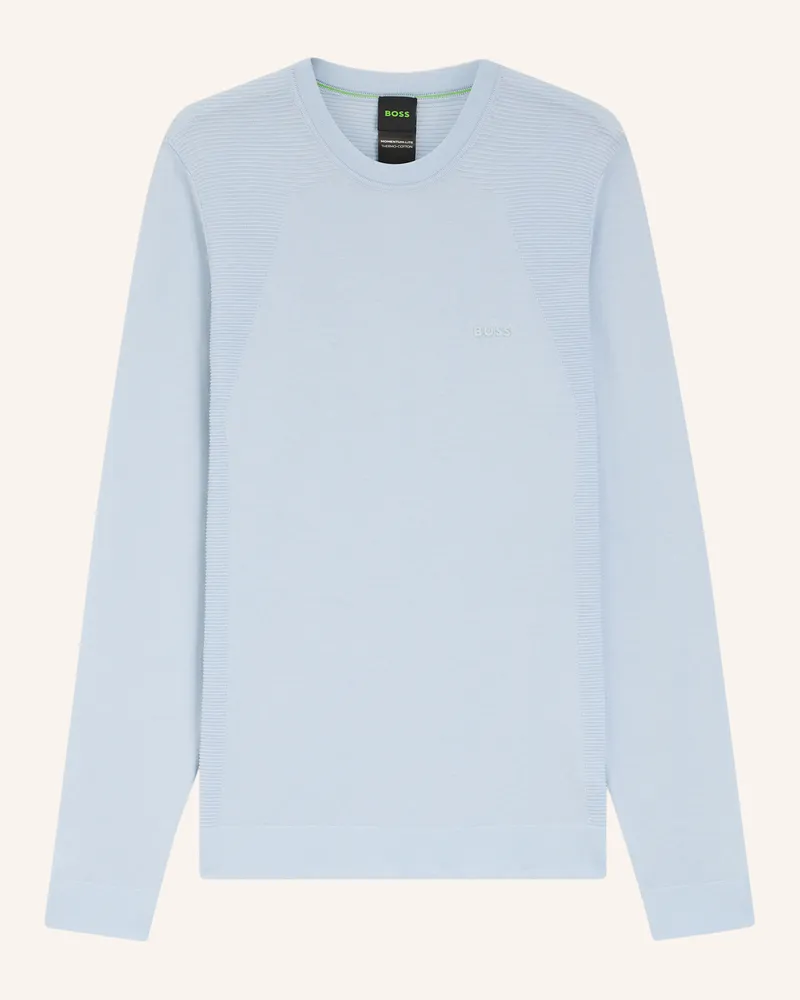 HUGO BOSS Pullover Kn_Momentum-Lite Cn Regular Fit blau Hellblau
