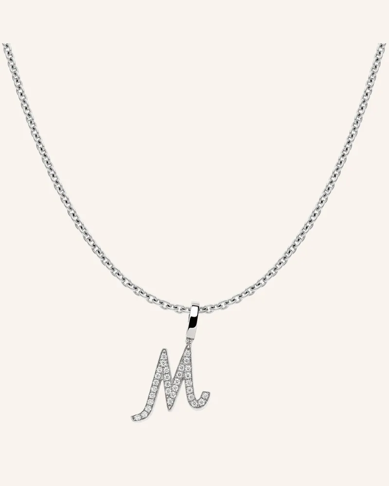 CADA Kette TINY DIAMOND LETTER M Weissgold