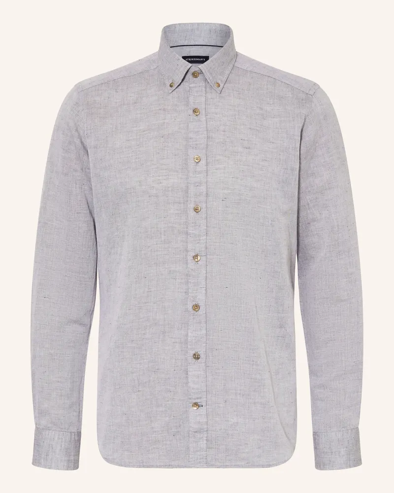 Strokesman's Hemd Regular Fit Mit Leinen gruen Oliv