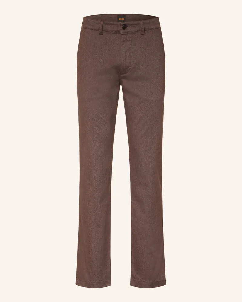 HUGO BOSS Flanell-Chino Slim Fit braun Dunkelbraun