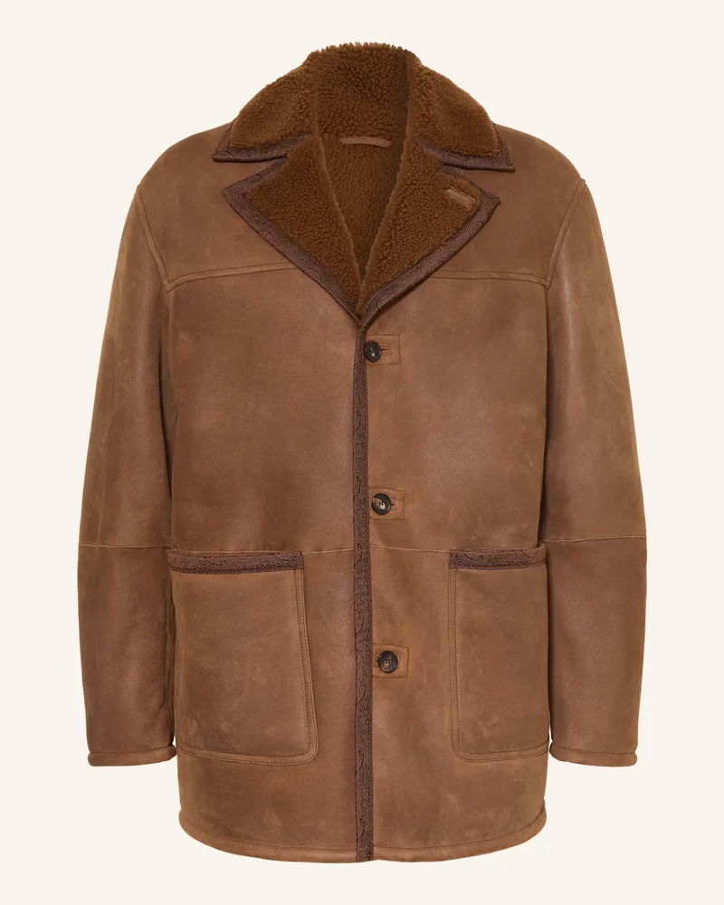 Etro Lederjacke braun Cognac