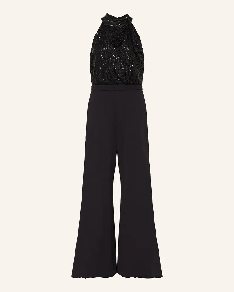 Swing Jumpsuit mit abnehmbarer Schluppe und Pailletten Schwarz