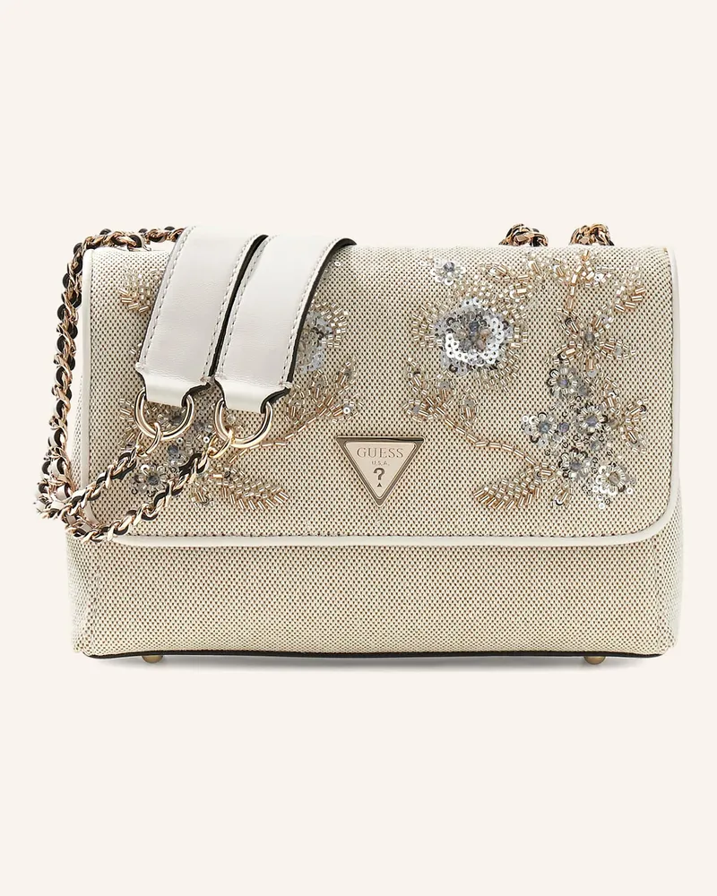 Guess Schultertasche Giully Mini Mit Schmuckperlen Und Pailletten weiss Creme