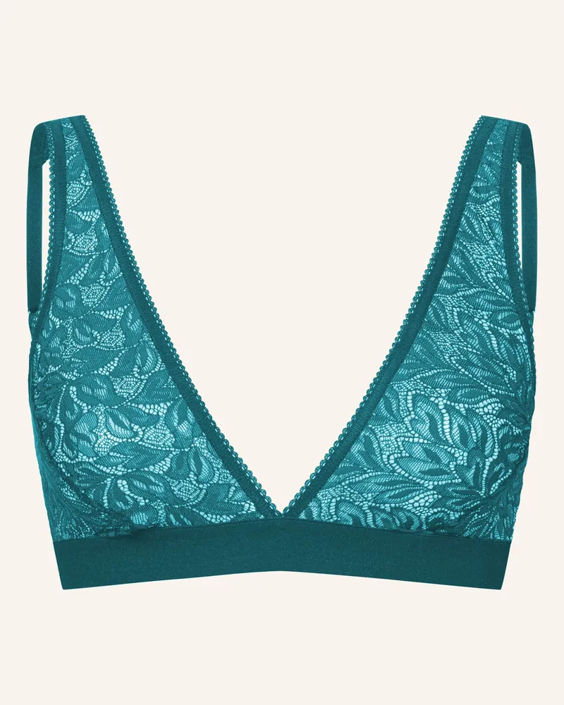 Ehrlich Textil Iconic Lace Bügelloser Plunge Bh Große Cups Mittlerer Halt Aus Spitze - Verstellbare Träger blau Blau