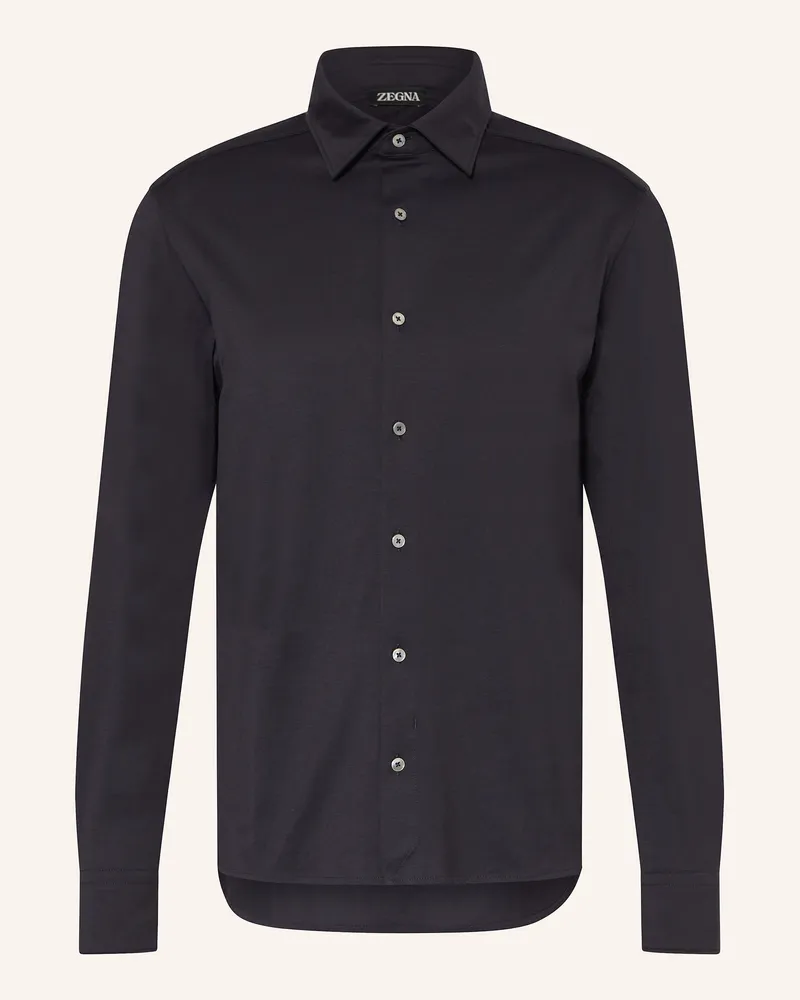 Ermenegildo Zegna Jerseyhemd Regular Fit Dunkelblau