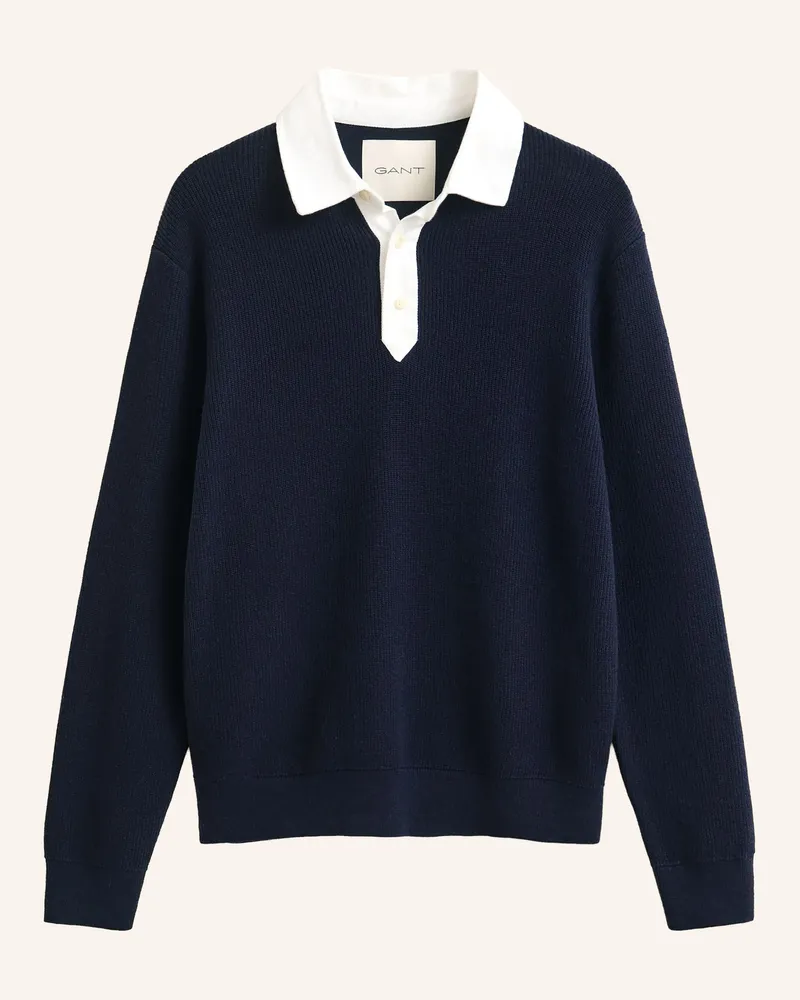 Gant Strick-Rugbyshirt blau Dunkelblau