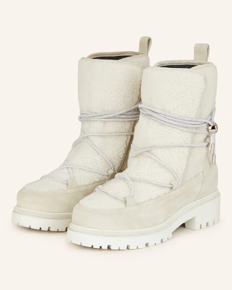 René Caovilla Boots ASPEN mit Schmucksteinen Creme