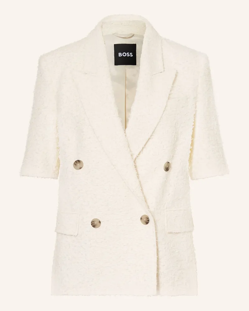 HUGO BOSS Tweed-Blazer Jaleto weiss Ecru