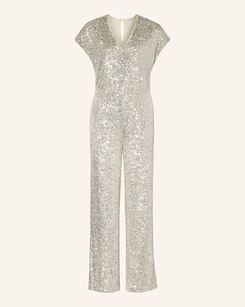 Mrs & HUGS Jumpsuit mit Pailletten Creme