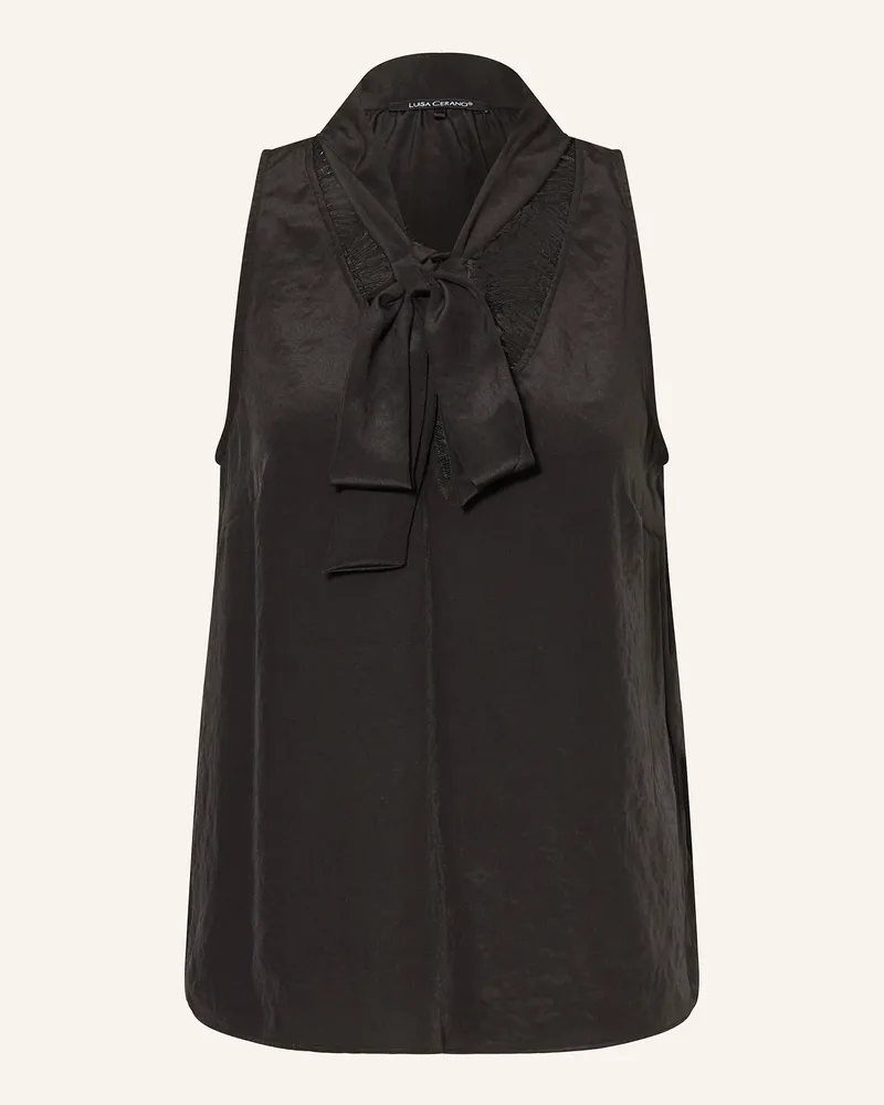 Luisa Cerano Blusentop mit Schluppe und Spitze Schwarz