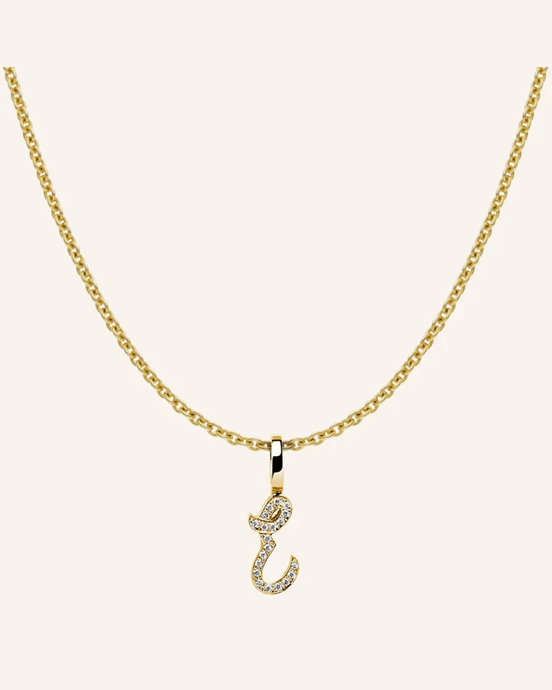 CADA Kette TINY DIAMOND LETTER E Gold