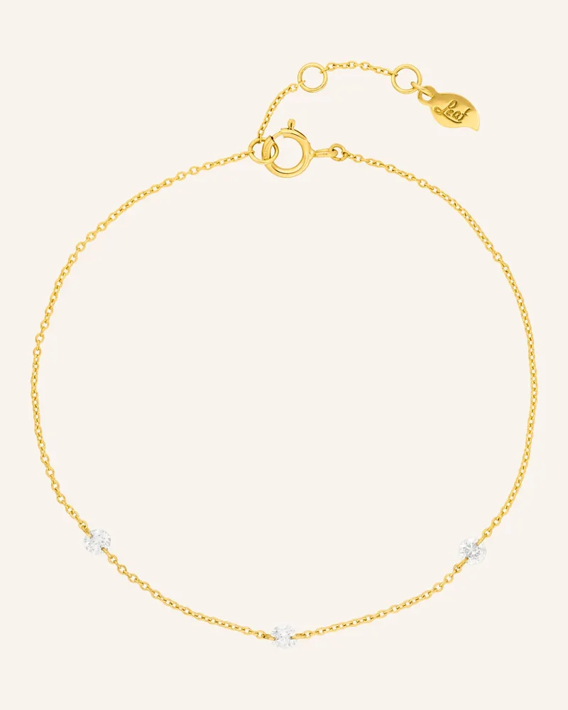 Leaf Armband PURE Triple aus 18 Karat Gelbgold mit Diamanten Gold