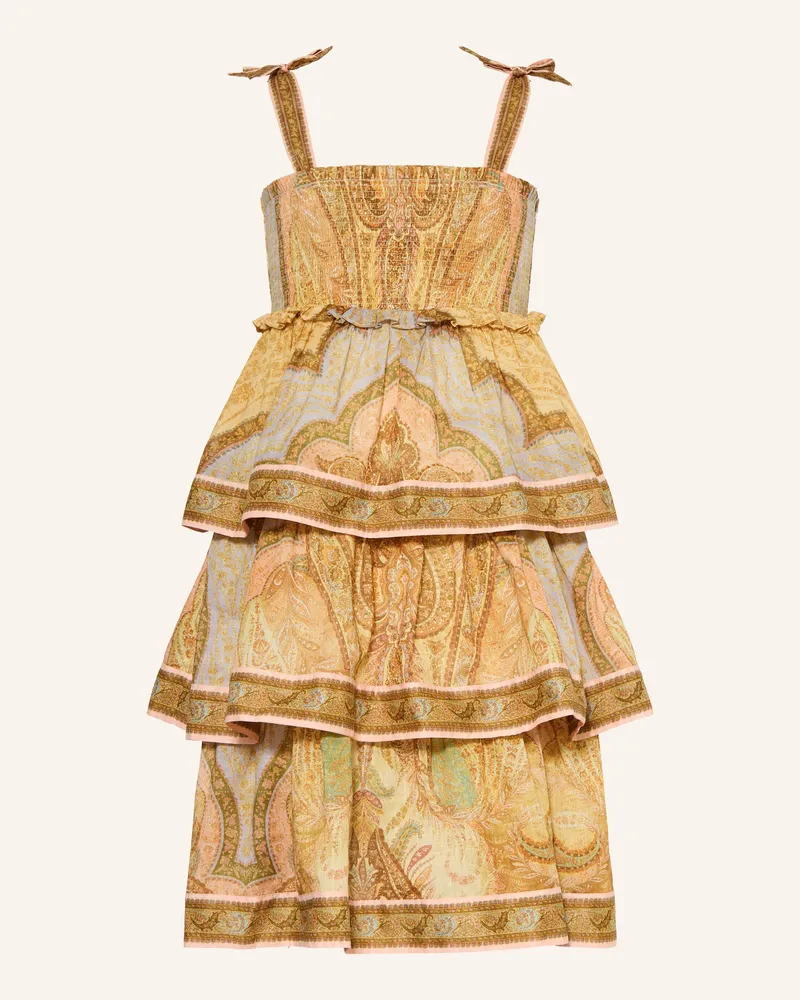 Zimmermann Kleid AWAKEN mit Rüschen Hellbraun