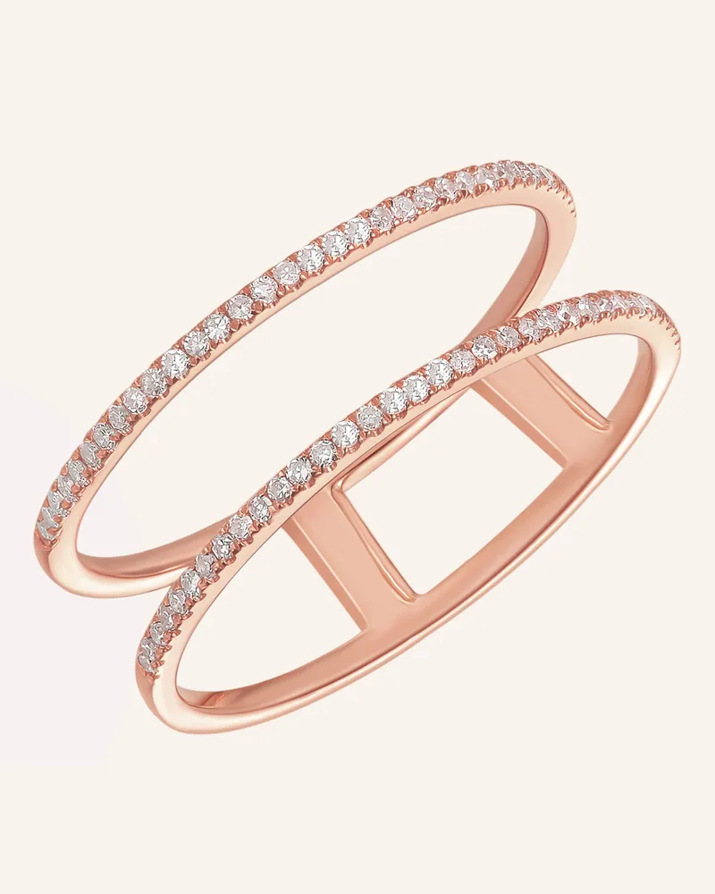 Leaf Ring DOUBLE aus 18 Karat Rosegold mit Diamanten Roségold
