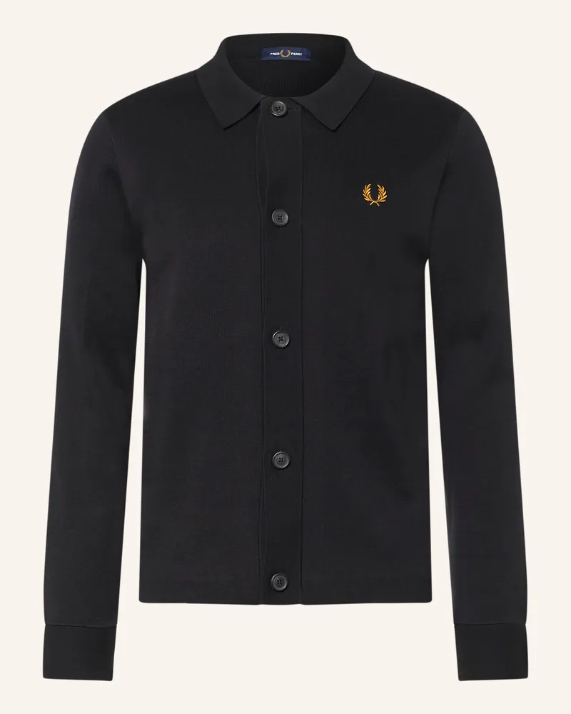 Fred Perry Strickjacke schwarz Schwarz