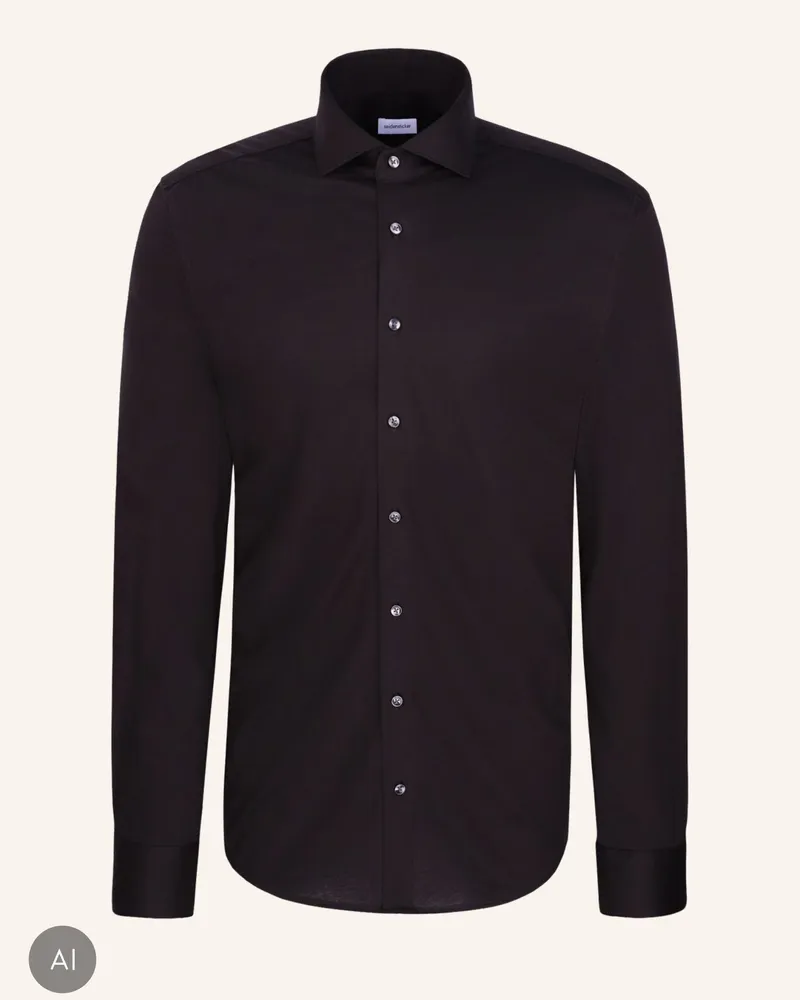 Seidensticker Jerseyhemd Slim Fit schwarz Schwarz