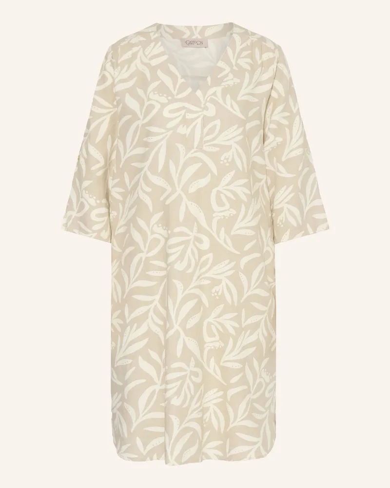 Cartoon Kleid Mit Leinen Und 3/4-Arm beige Beige