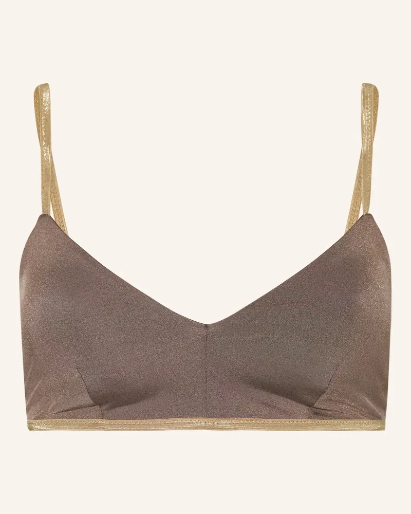 MYMARINI Bralette-Bikini-Top CLASSIC SHINE zum Wenden mit UV-Schutz 50 Hellbraun