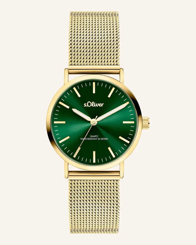 S.Oliver Armbanduhr  aus  Edelstahl Gold