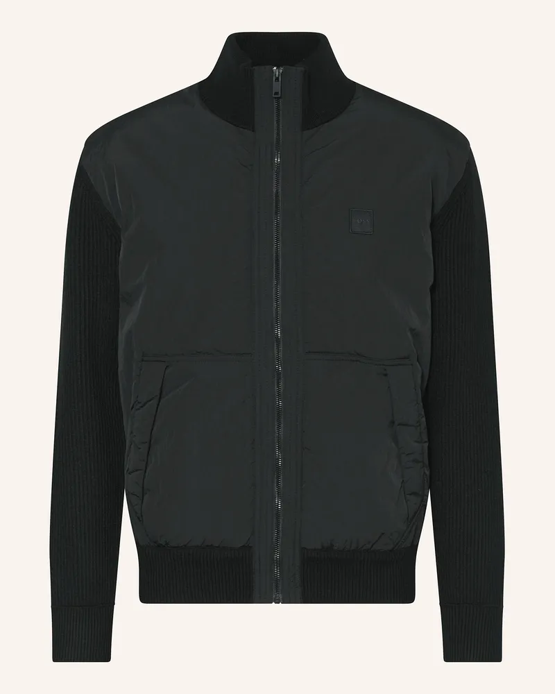 HUGO BOSS Strickjacke KYDALBRIO im Materialmix Schwarz