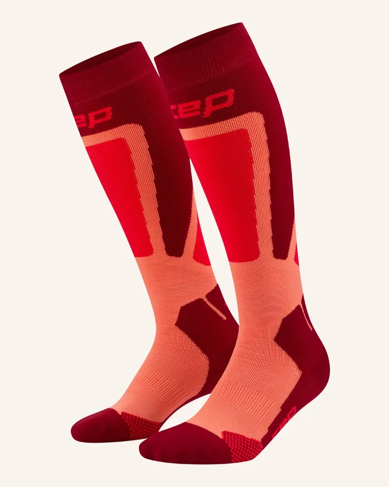 CEP Laufsocken KNEE HIGH SKIING THERMO mit Kompression Rot