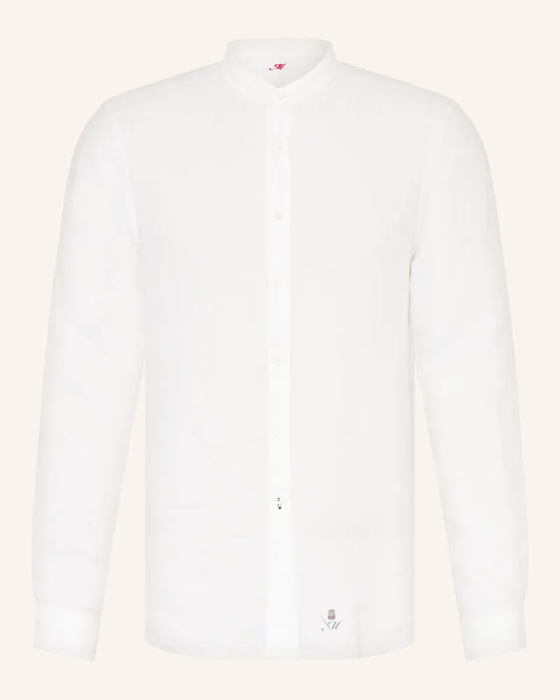 Mason's Leinenhemd Slim Fit mit Stehkragen Weiss