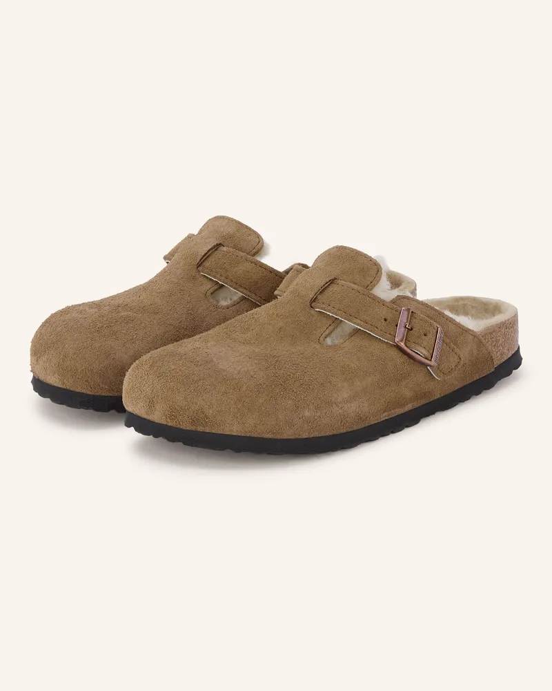Birkenstock Pantoletten Boston Shearling braun Taupe