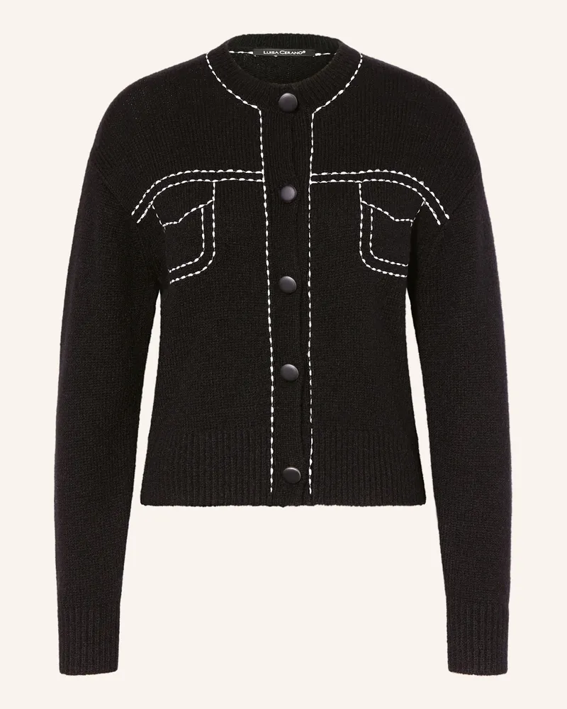 Luisa Cerano Strickjacke mit Alpaka Schwarz