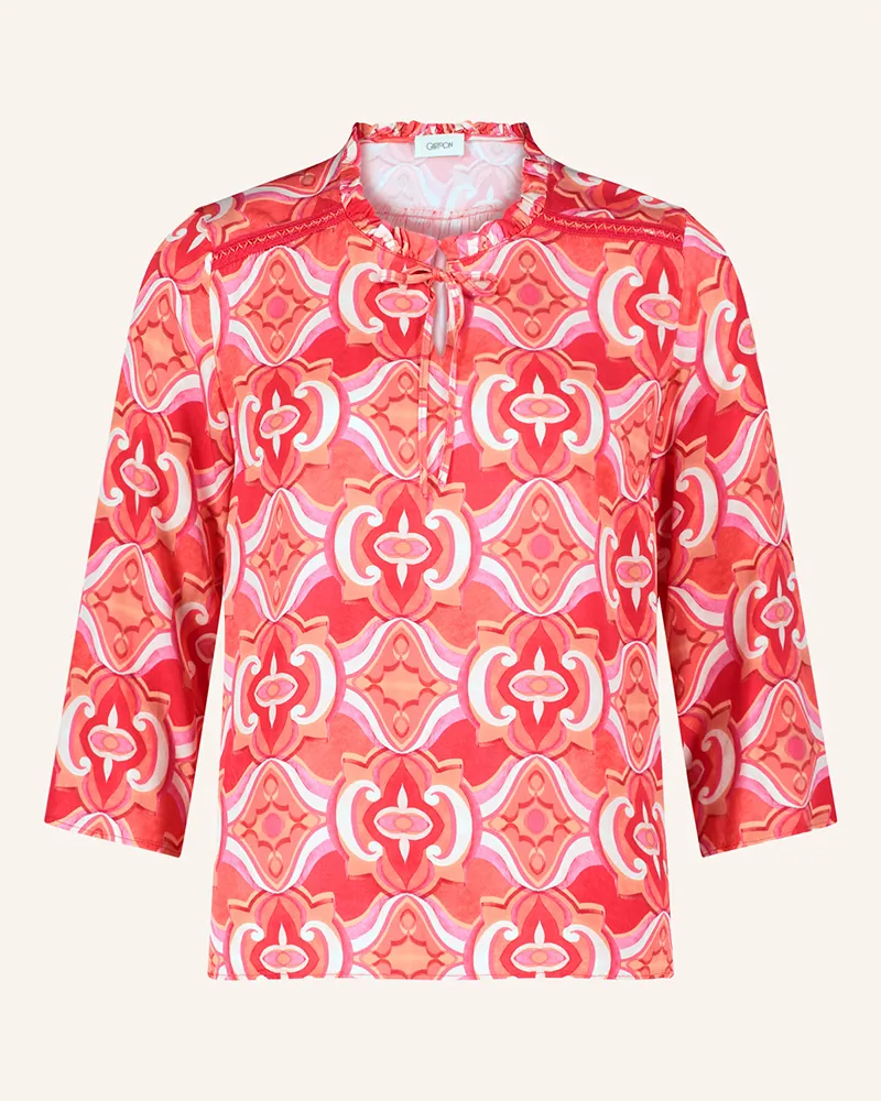 Cartoon Blusenshirt mit 3/4-Arm und Rüschen Hellrot