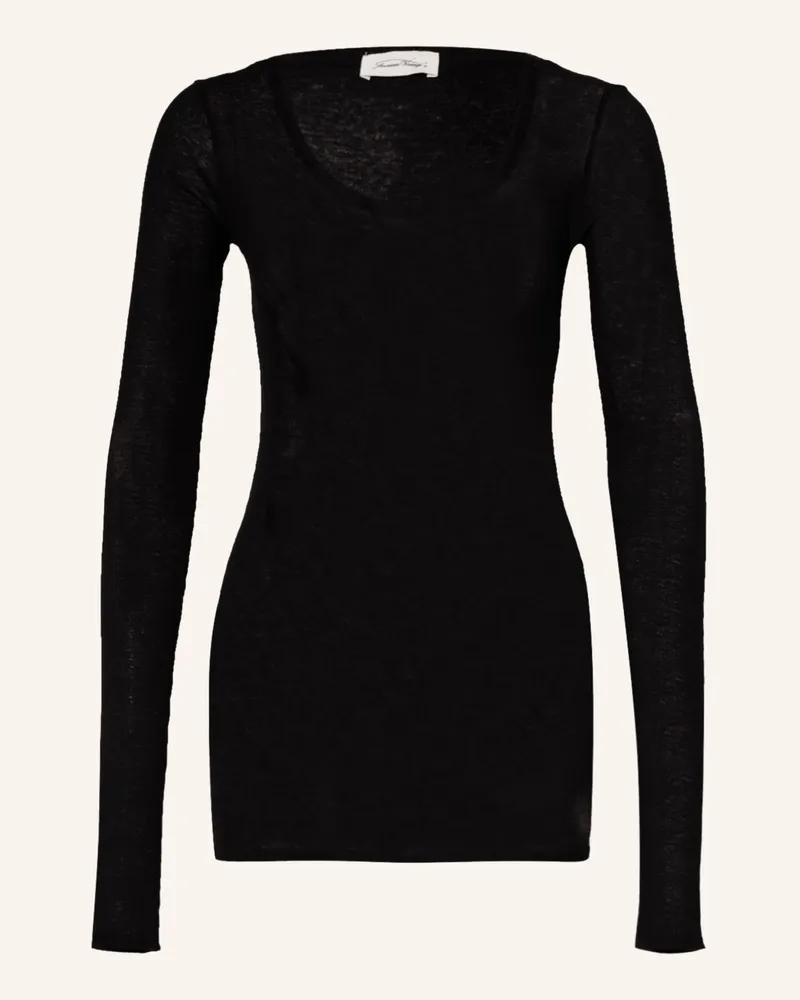 American Vintage Longsleeve MASSACHUSETTS Schwarz