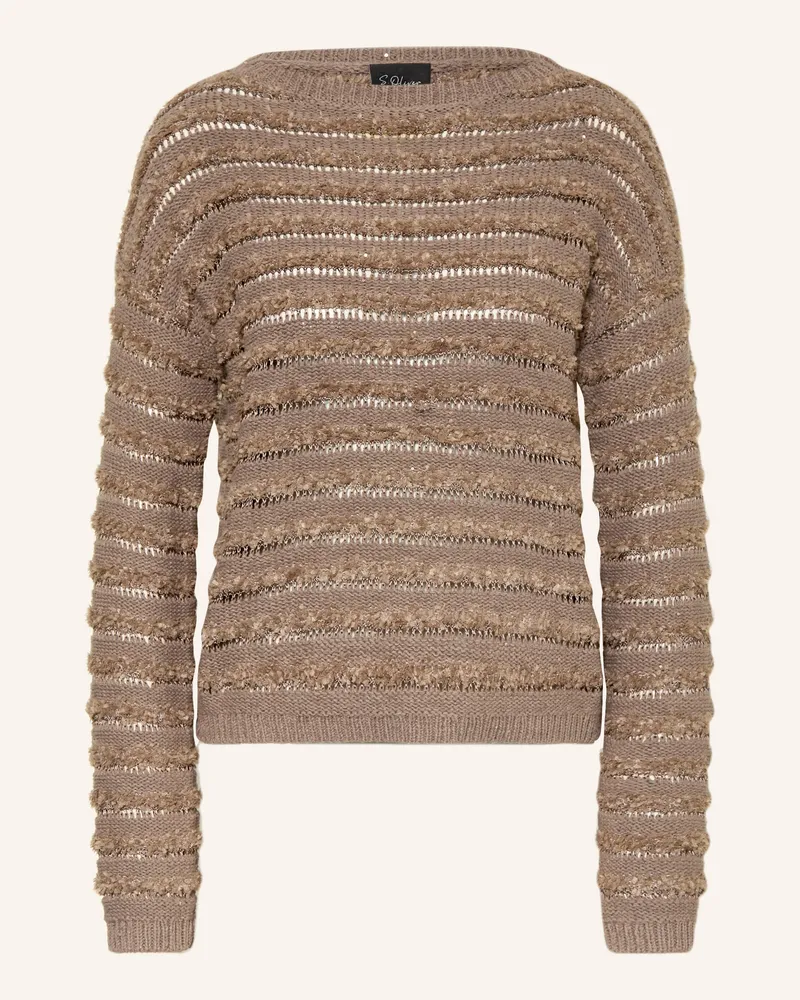 S.Oliver Pullover Mit Pailletten braun Braun