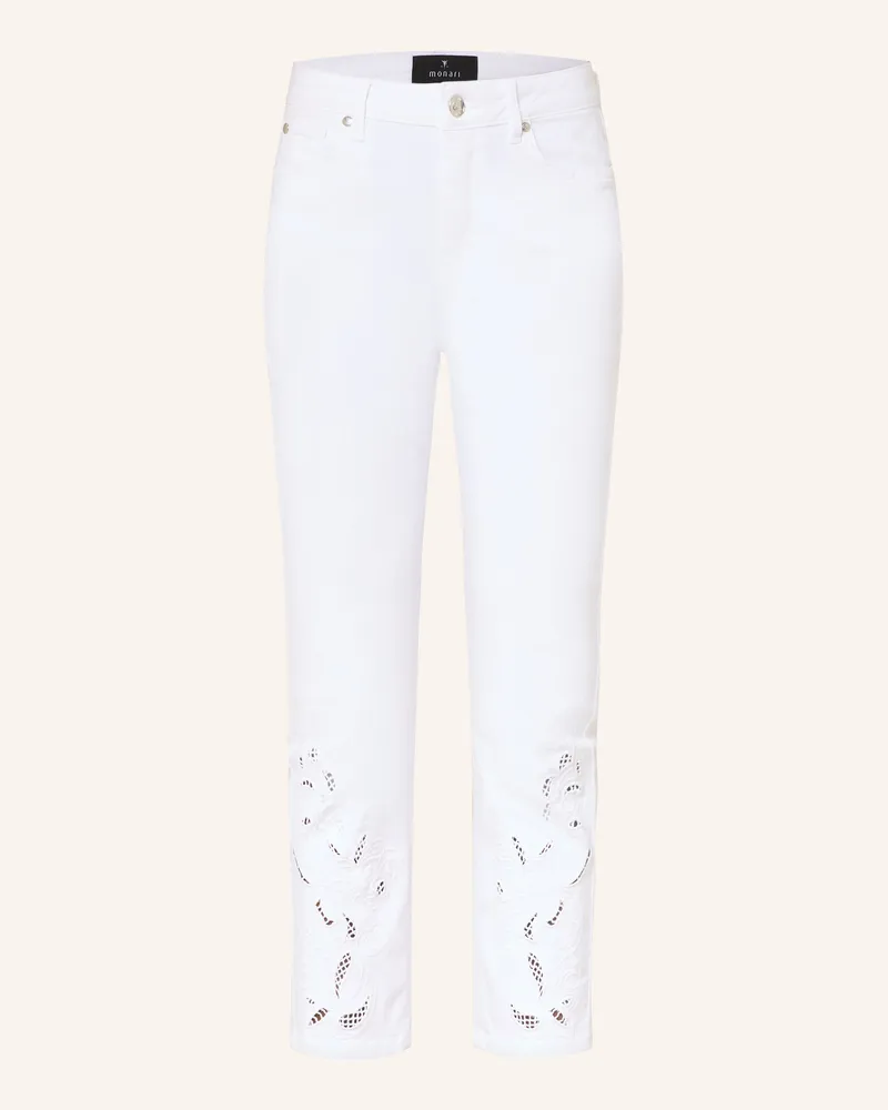 monari 7/8-Hose mit Stickereien Weiss