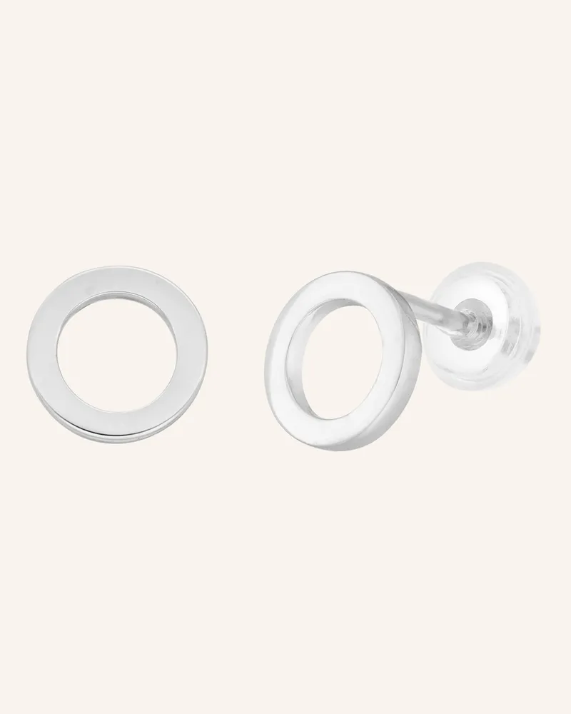 Leaf Ohrstecker Circle Aus 14 Karat Weißgold silber Weissgold
