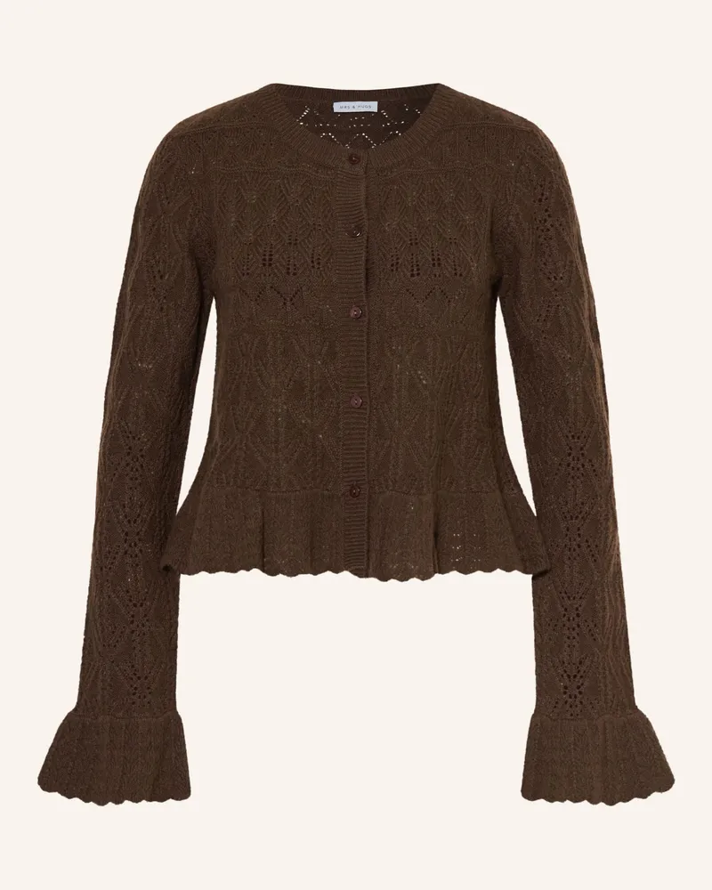 Mrs & HUGS Strickjacke Mit Cashmere braun Dunkelbraun
