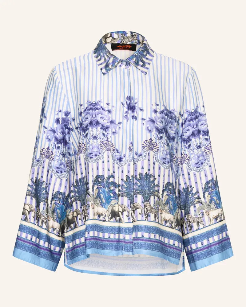 Miss Goodlife Hemdbluse Aus Satin blau Weiss