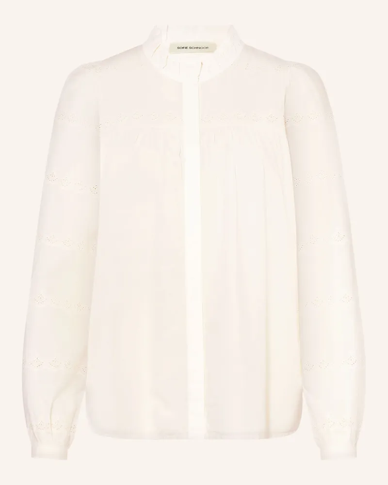 Sofie Schnoor Bluse DAGMARSW mit Lochspitze und Rüschen Ecru