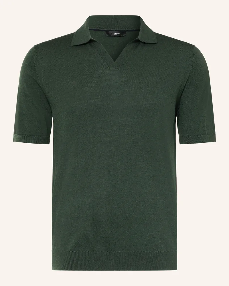 Reiss Strick-Poloshirt Duchie Aus Merinowolle gruen Dunkelgrün