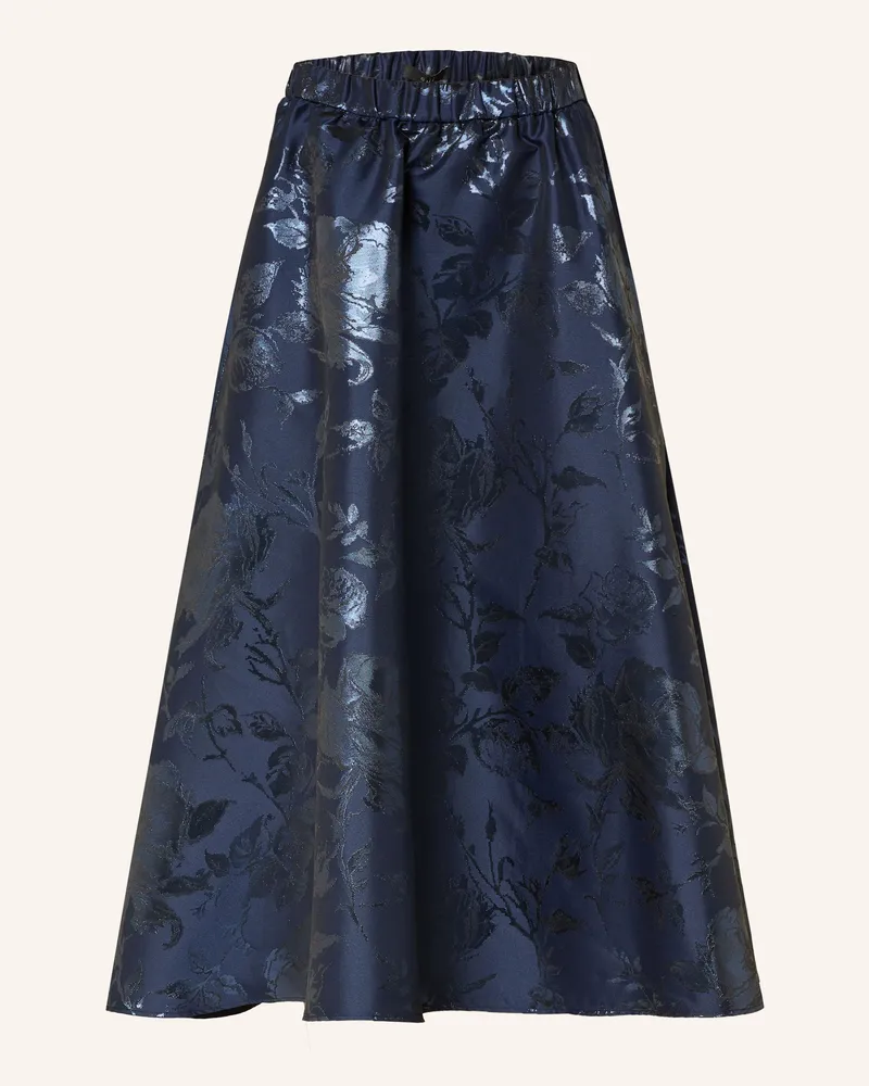 Oui  Jacquard-Rock mit Glitzergarn Dunkelblau