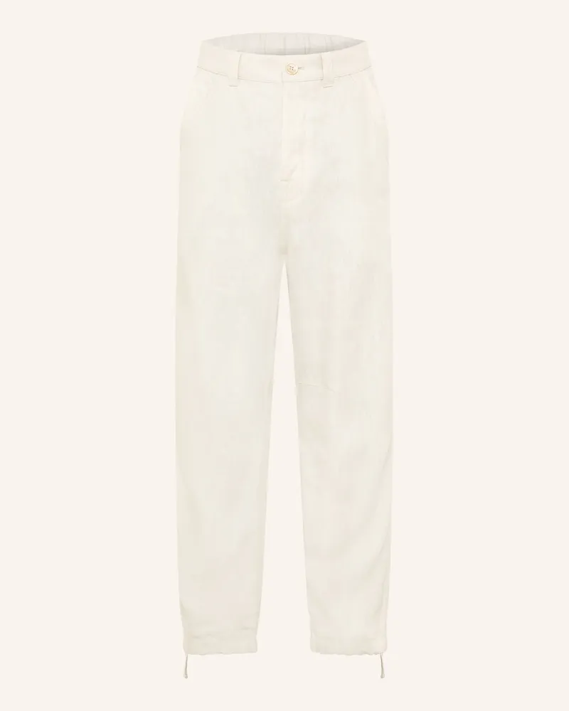 Brunello Cucinelli Leinenhose Regular Fit weiss Creme