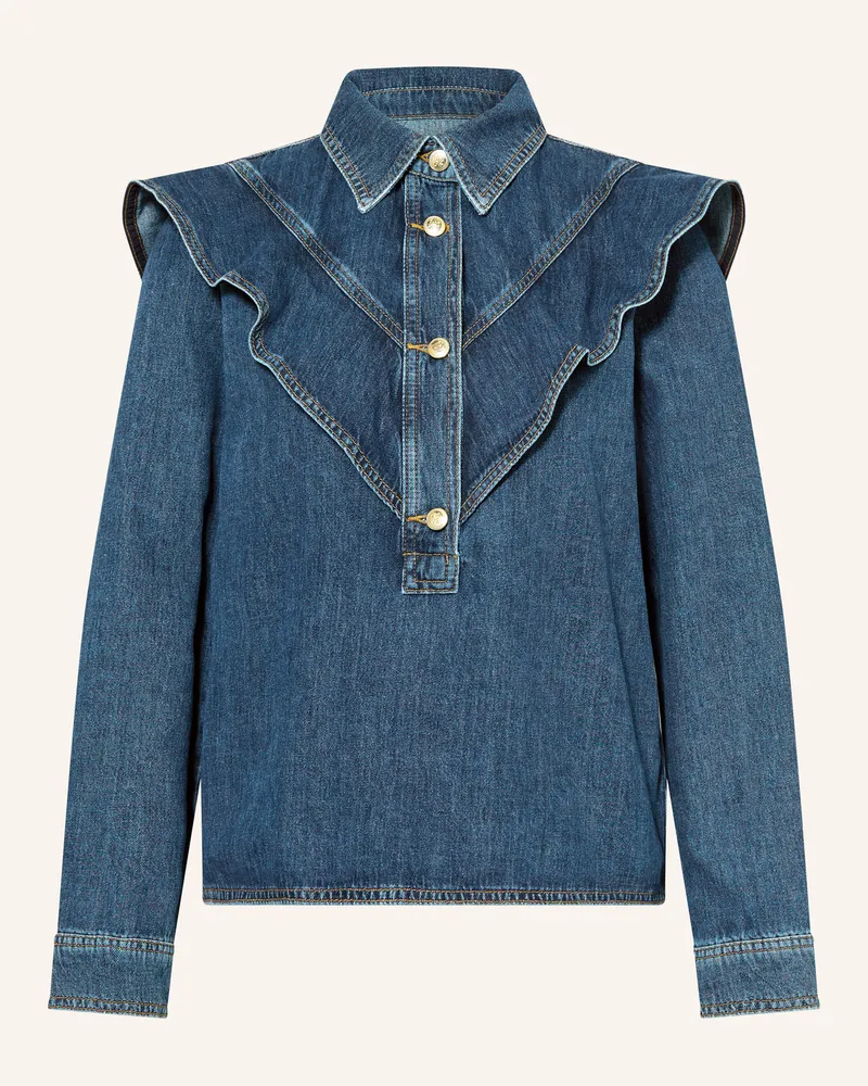 Mos Mosh Blusenshirt MMIRINA mit Volants Dunkelblau