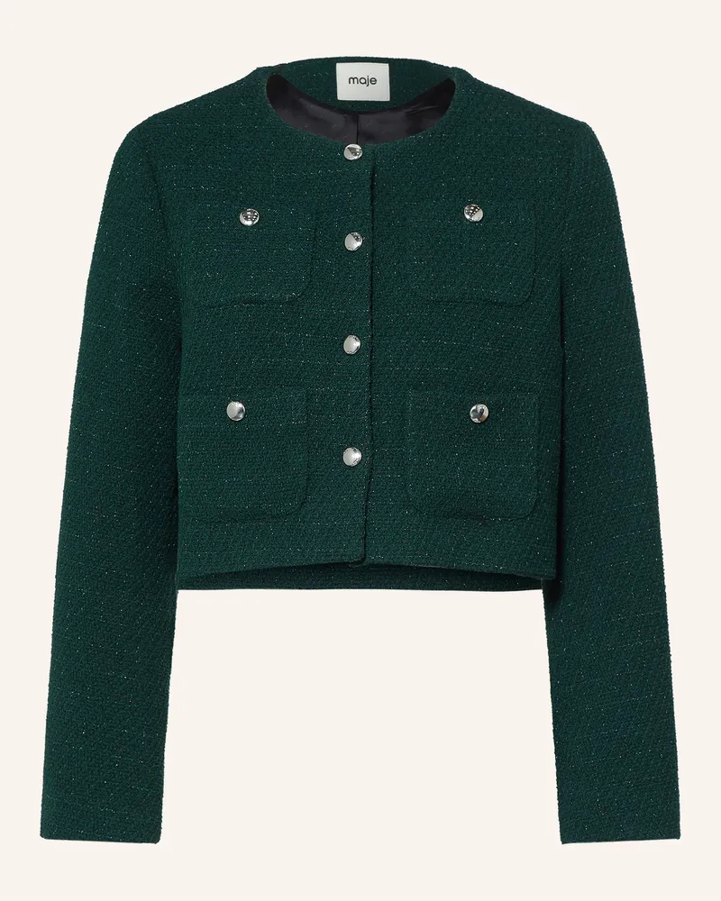 Maje Kastenjacke Aus Tweed Mit Glitzergarn gruen Dunkelgrün