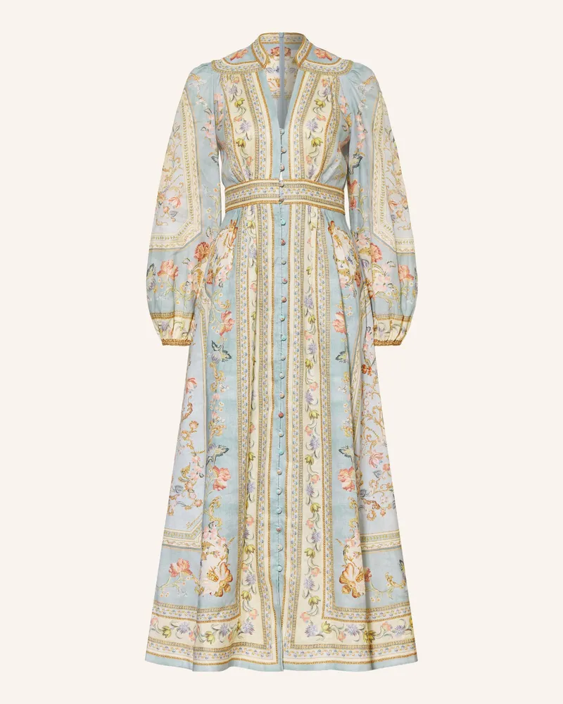 Zimmermann Leinenkleid Roselight Plunge blau Hellblau