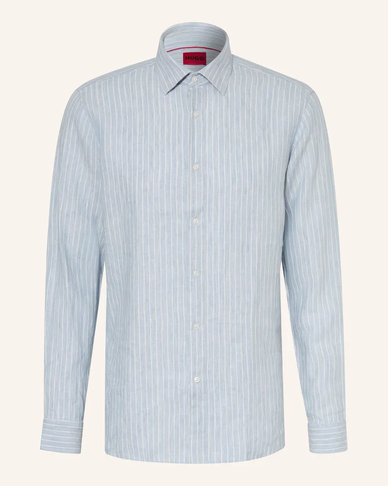 HUGO BOSS Leinenhemd VALERIO Modern Fit Hellblau