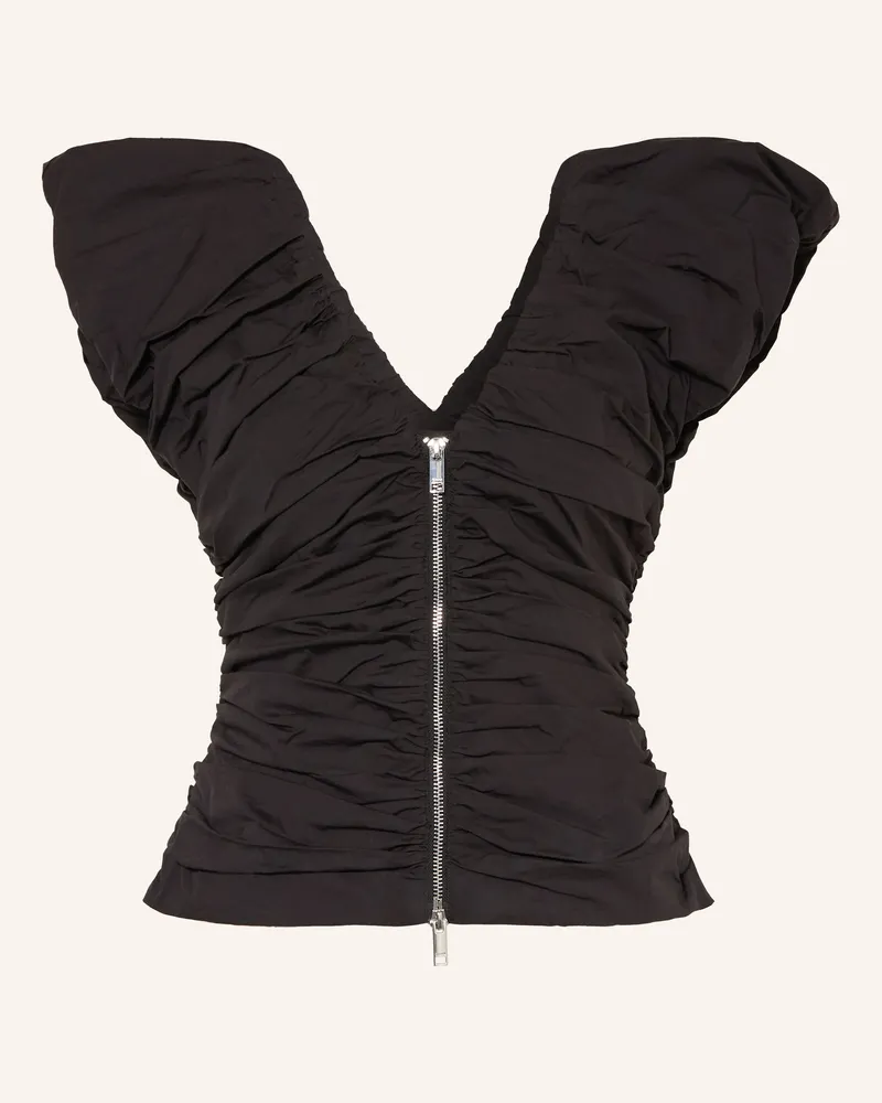 Ganni Blusentop schwarz Schwarz