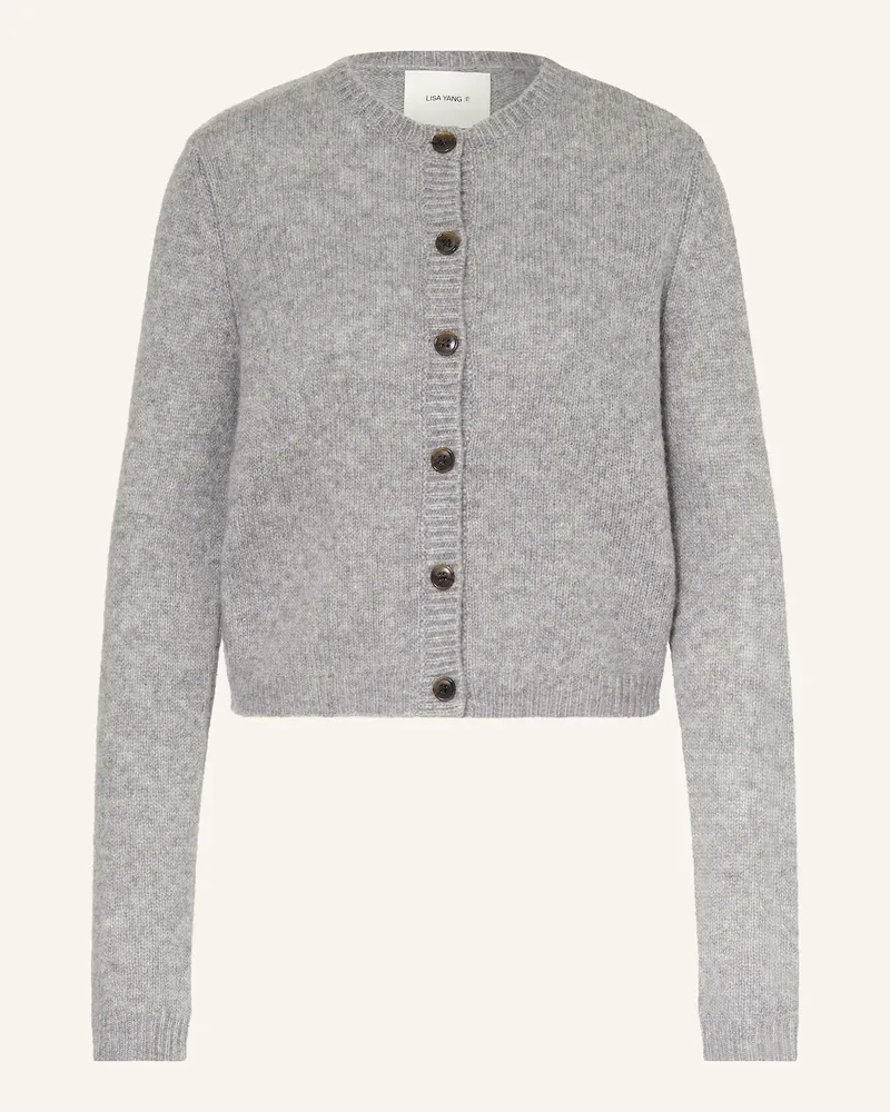 Lisa Yang Strickjacke FELICIA mit Cashmere Hellgrau